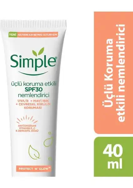 Simple Protect 'N' Glow Üçlü Koruma SPF30 Nemlendirici Cilt Bakımında Yeni Dönem