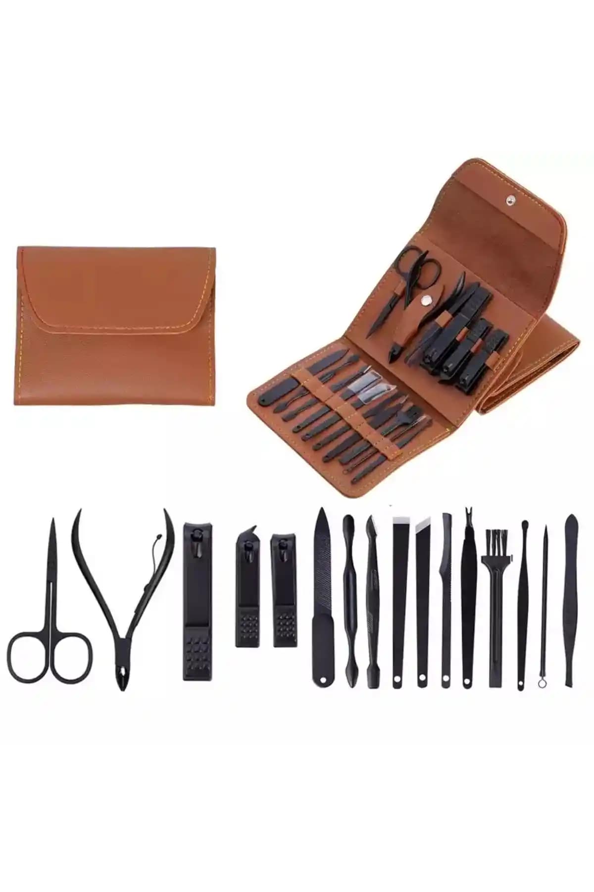 SİNKA Deri Çantalı Paslanmaz Çelik Manikür ve Pedikür Seti Profesyonel ve Ev Kullanımı İçin