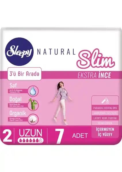 Sleepy Slim Uzun Kadın Pedi 7'li Paket Güvenli ve Konforlu Günlük Kullanım İçin