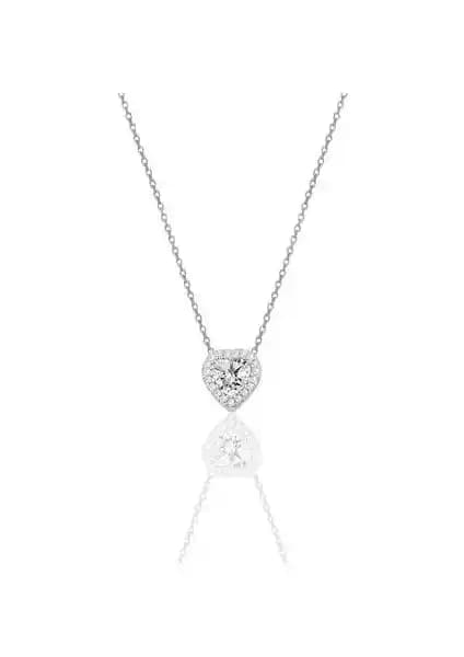 Söğütlü Silver Pırlanta Montürlü Kalp Modeli Gümüş Kolye Şıklık ve Zarafetin Buluşması