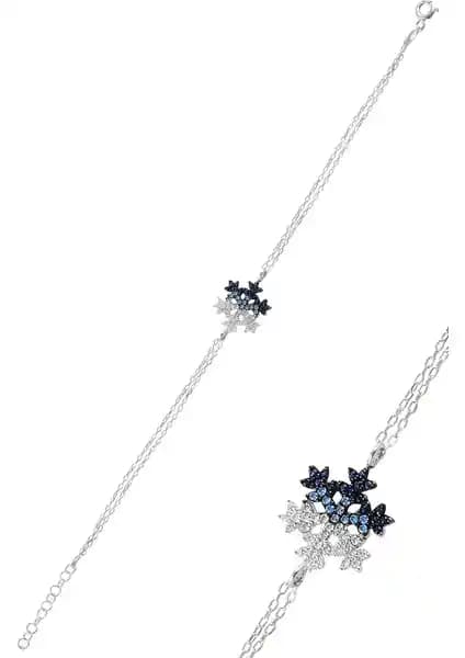 Söğütlü Silver Rodyumlu Renkli Kar Tanesi Bileklik Kadınlar İçin Zarif ve Şık Tasarım