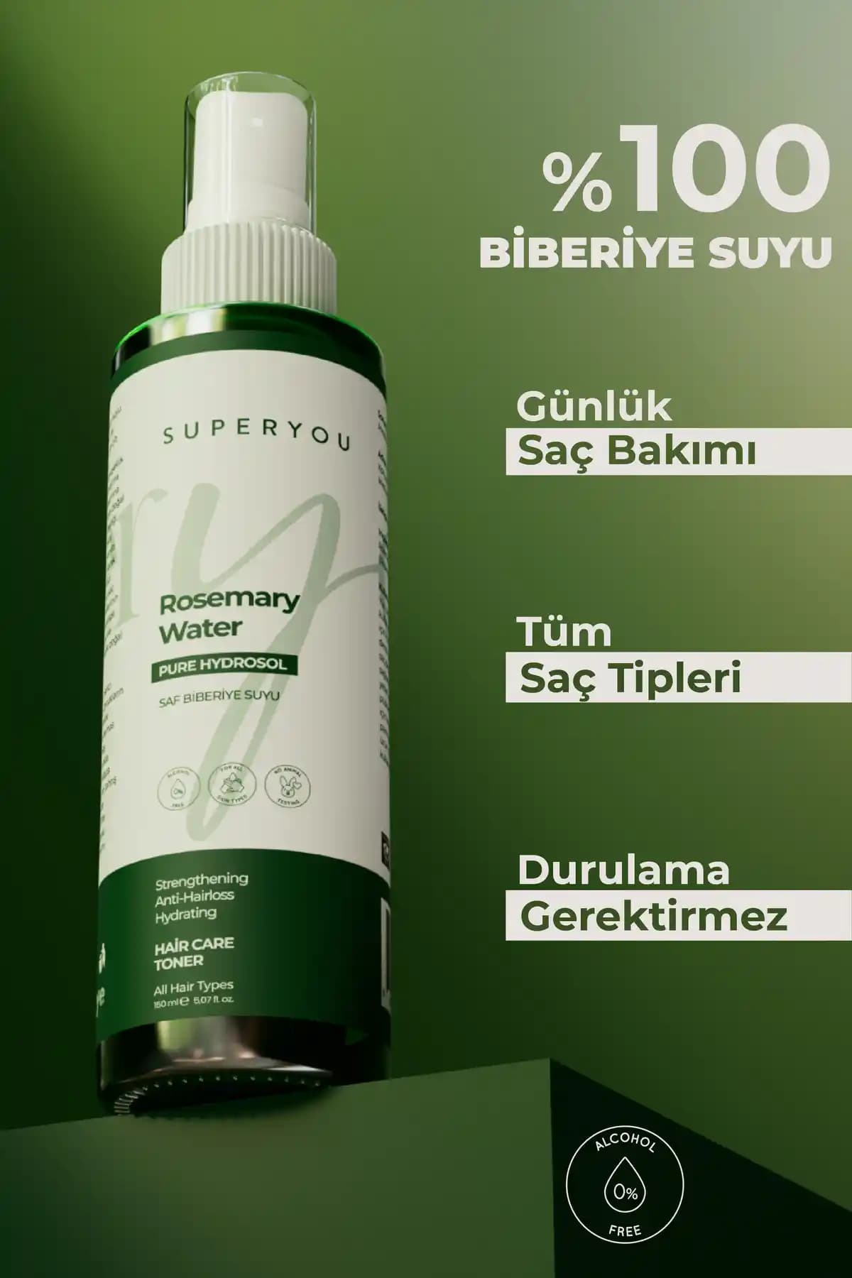 Superyou Biberiye Suyu ile Saç Dökülmesini Azaltan Doğal Bakım Çözümü