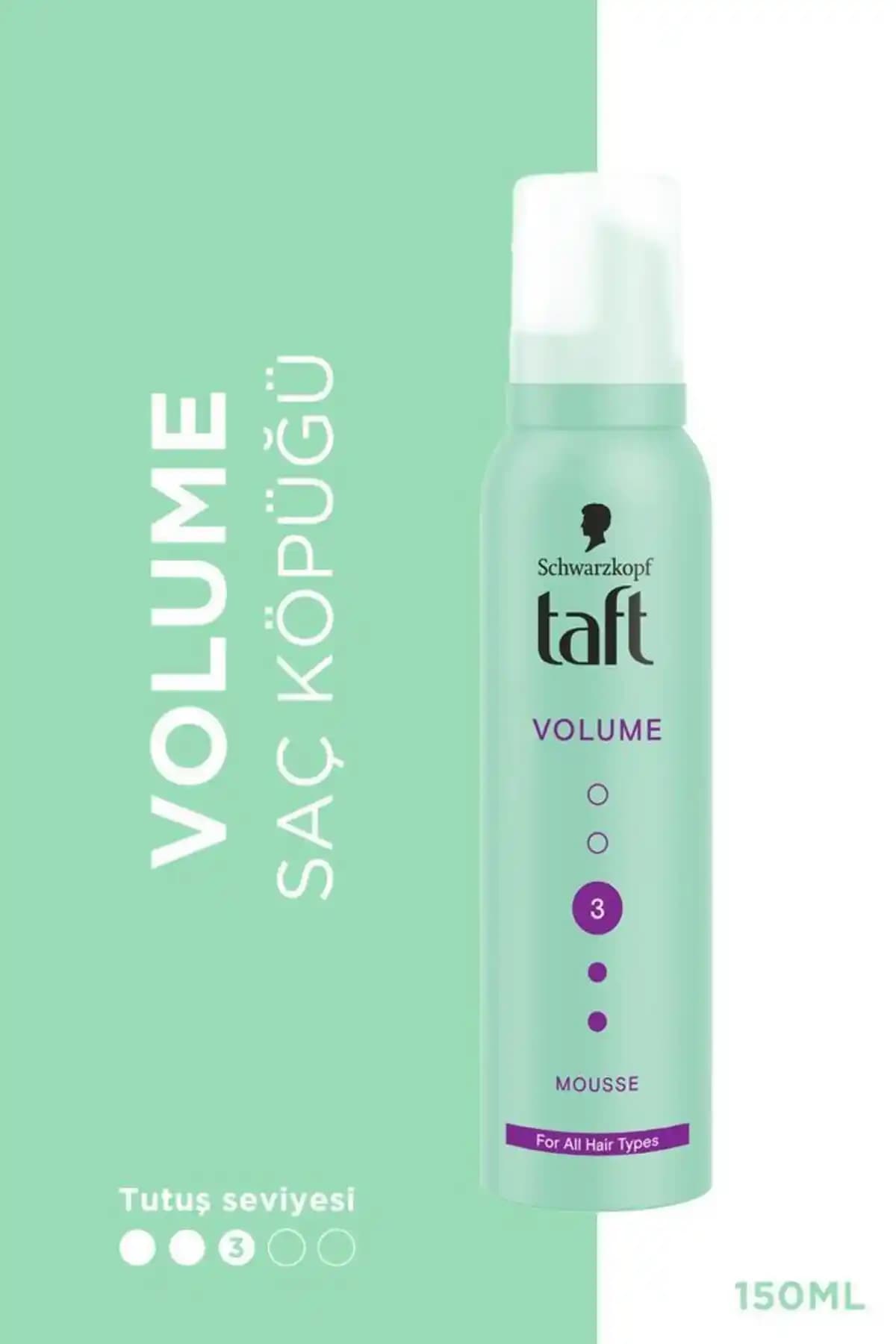 Taft True Volume Saç Köpüğü 150ml ile doğal hacim ve parlaklık sağlayan saç bakım ürünü