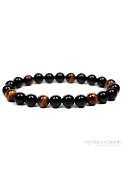 Takıcadde Siyah Oniks ve Kaplan Gözü Doğal Taş Bileklik: Estetik ve Enerji Dolu Aksesuar
