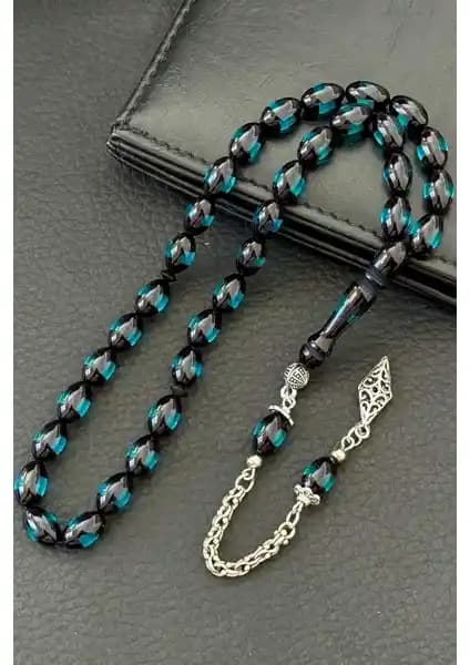 Tesbihkenti Özel Ahşap Kutulu Toz Kehribar Sürmeli Tasarım Tesbih Ürünü