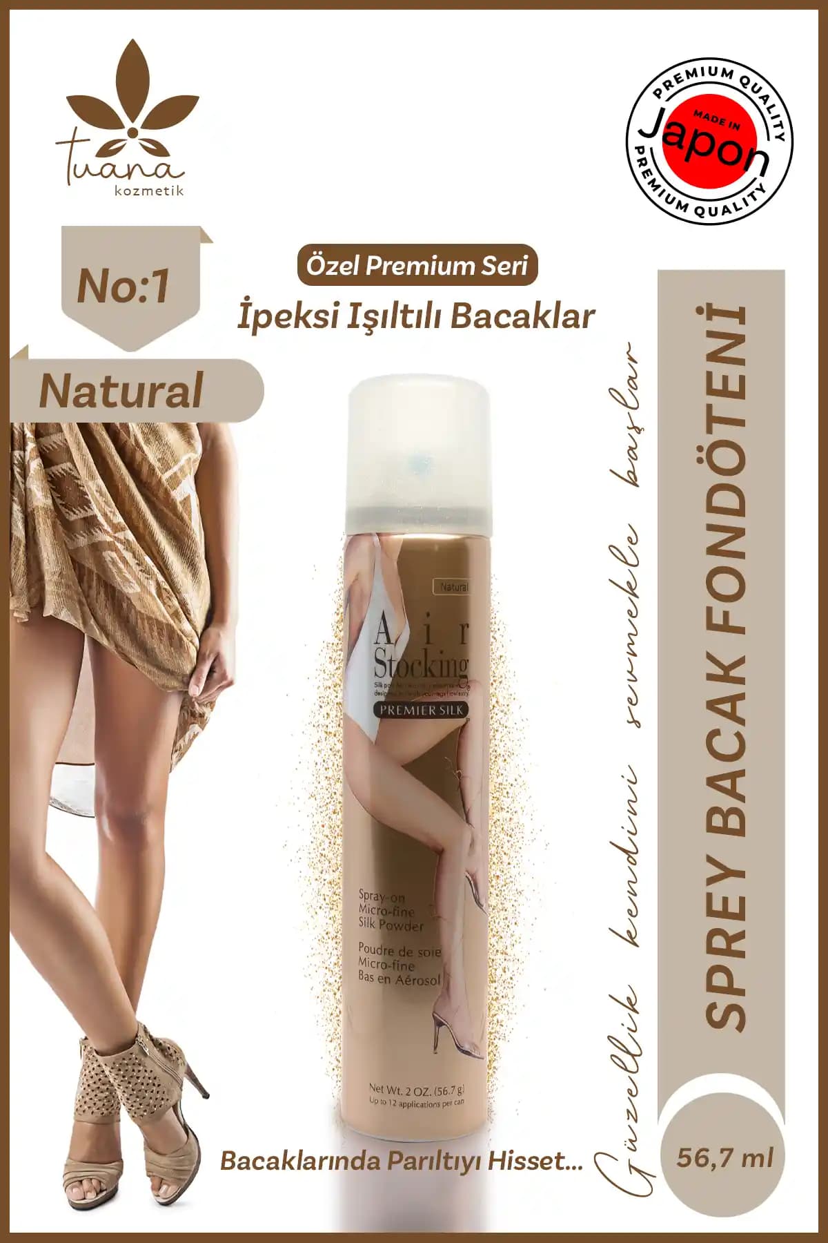 Tuana Kozmetik Air Stocking Ipek Tozlu: Yüksek Kapatıcılık ve Güneş Koruma Özelliğiyle Modern Bacak Bakımı