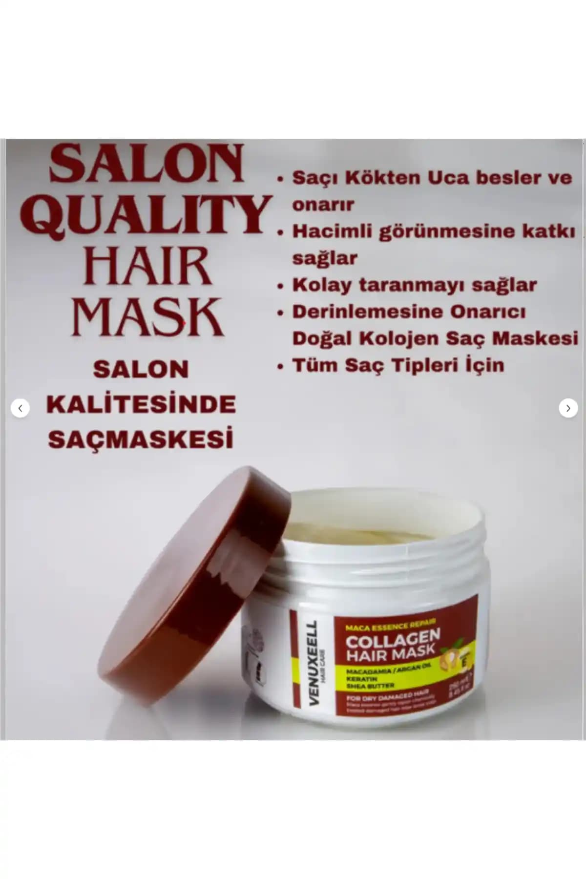 Venuxeell Argan Yağı ve Keratin İçeren Saç Maskesi Kuru ve Yıpranmış Saçlar İçin Güçlendirici Bakım