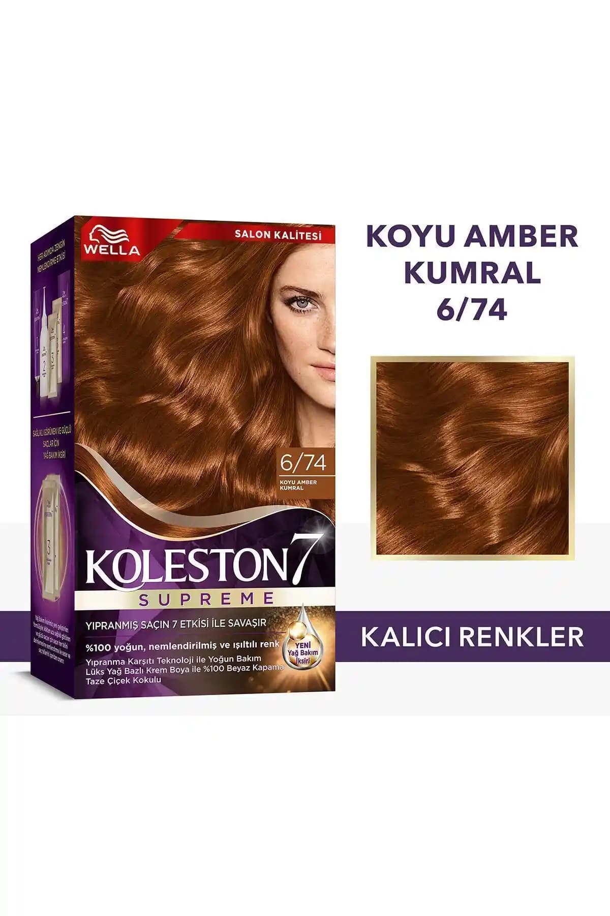 Wella Koleston Supreme 6/74 Koyu Amber Kumral Saç Boyası Kalıcı ve Doğal Renk Sağlıklı Saçlar İçin
