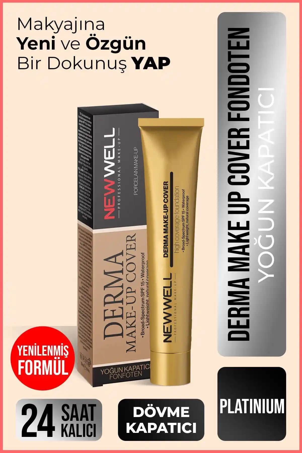 Yeni Well Derma Make-up Cover Fondöten Platinium: Yüksek Kapatıcılık ve Doğal Görünüm