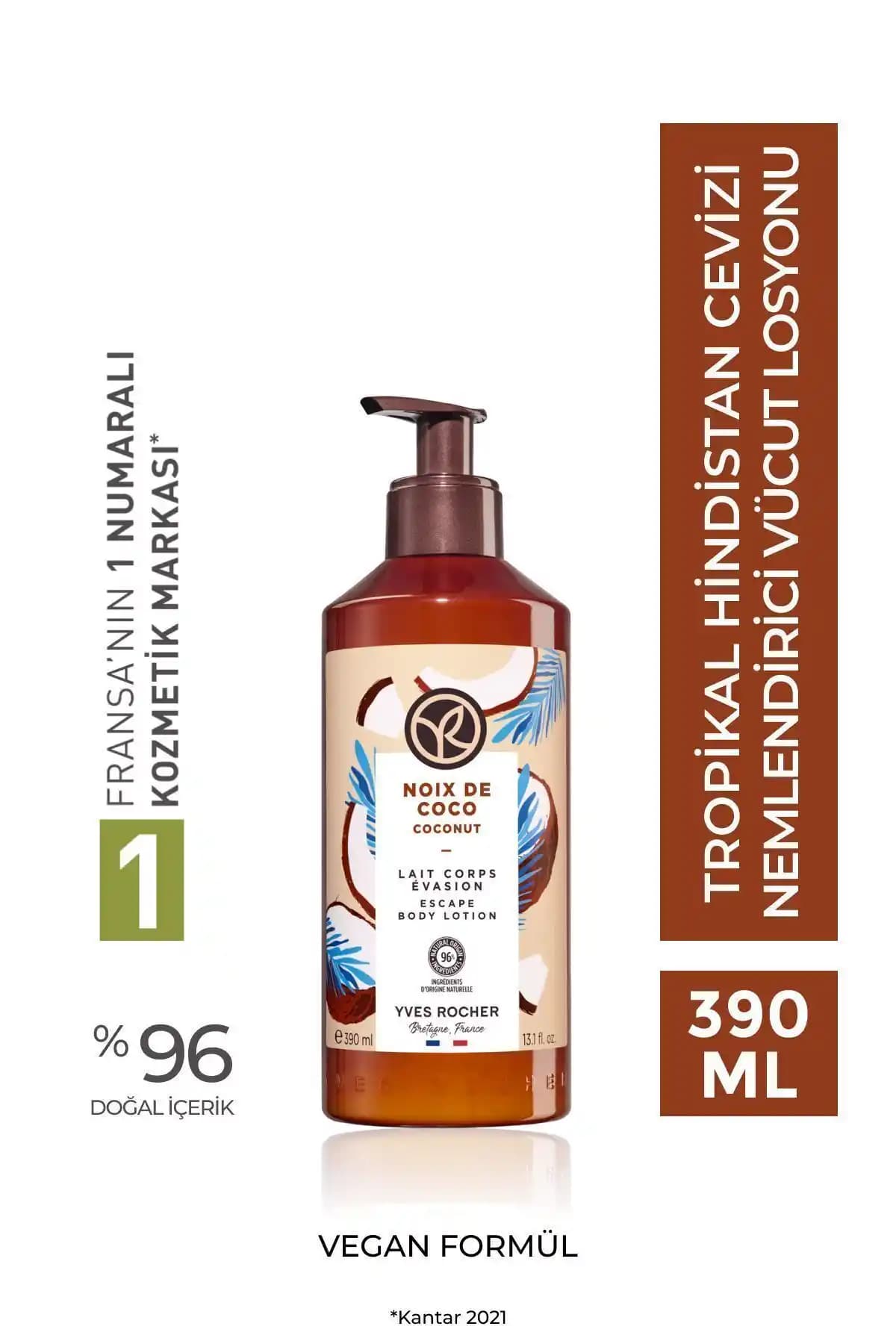 Yves Rocher Tropikal Hindistan Cevizi Vücut Losyonu Doğal ve Vegan Nemlendirici Çözüm