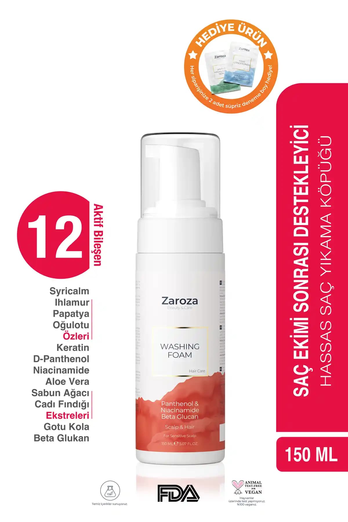 Zaroza Kuru ve Hassas Saçlar İçin Koruyucu Doğal Saç Derisi Yıkama Köpüğü Ürün Tanıtımı ve Faydaları