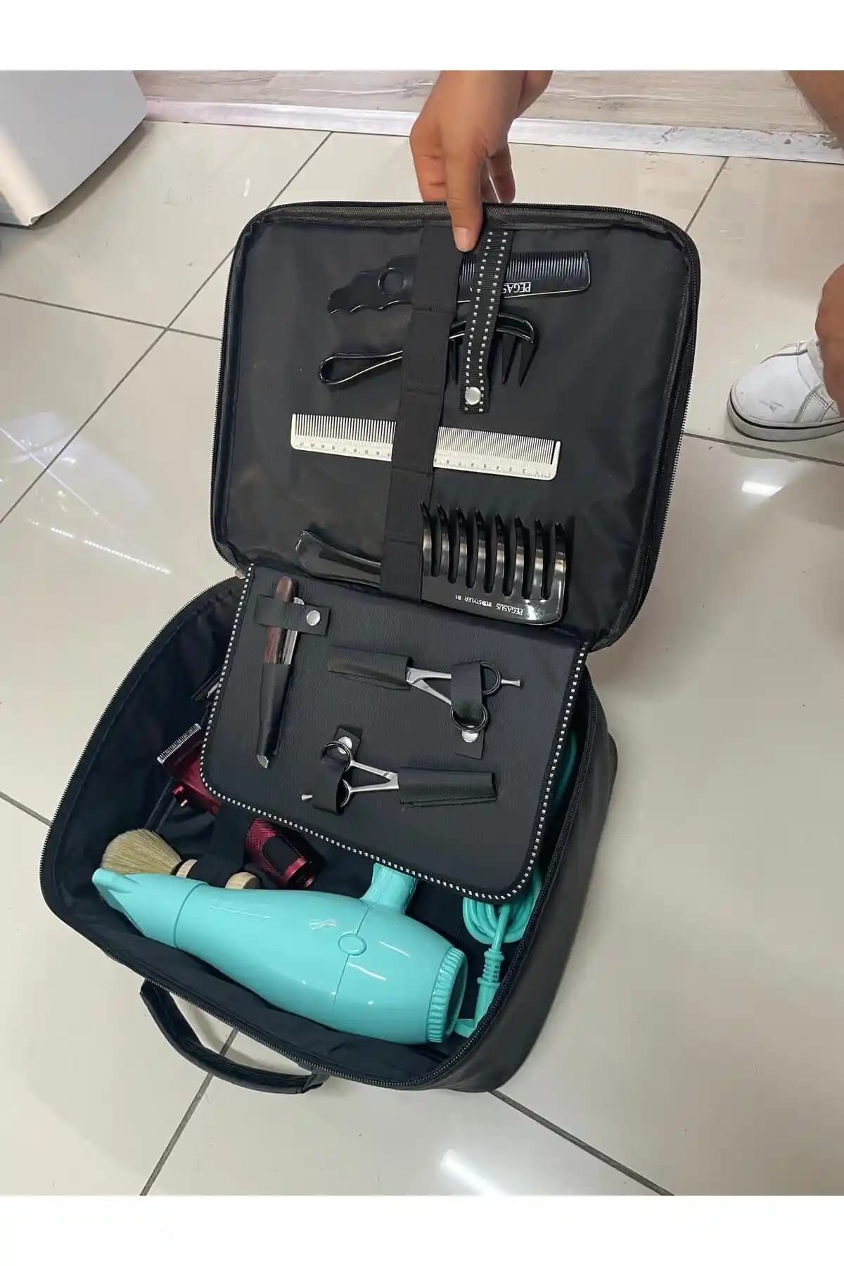 ZUU BAGS Kuaför Berber Deri Çantası Siyah Dayanıklı ve Şık Tasarım