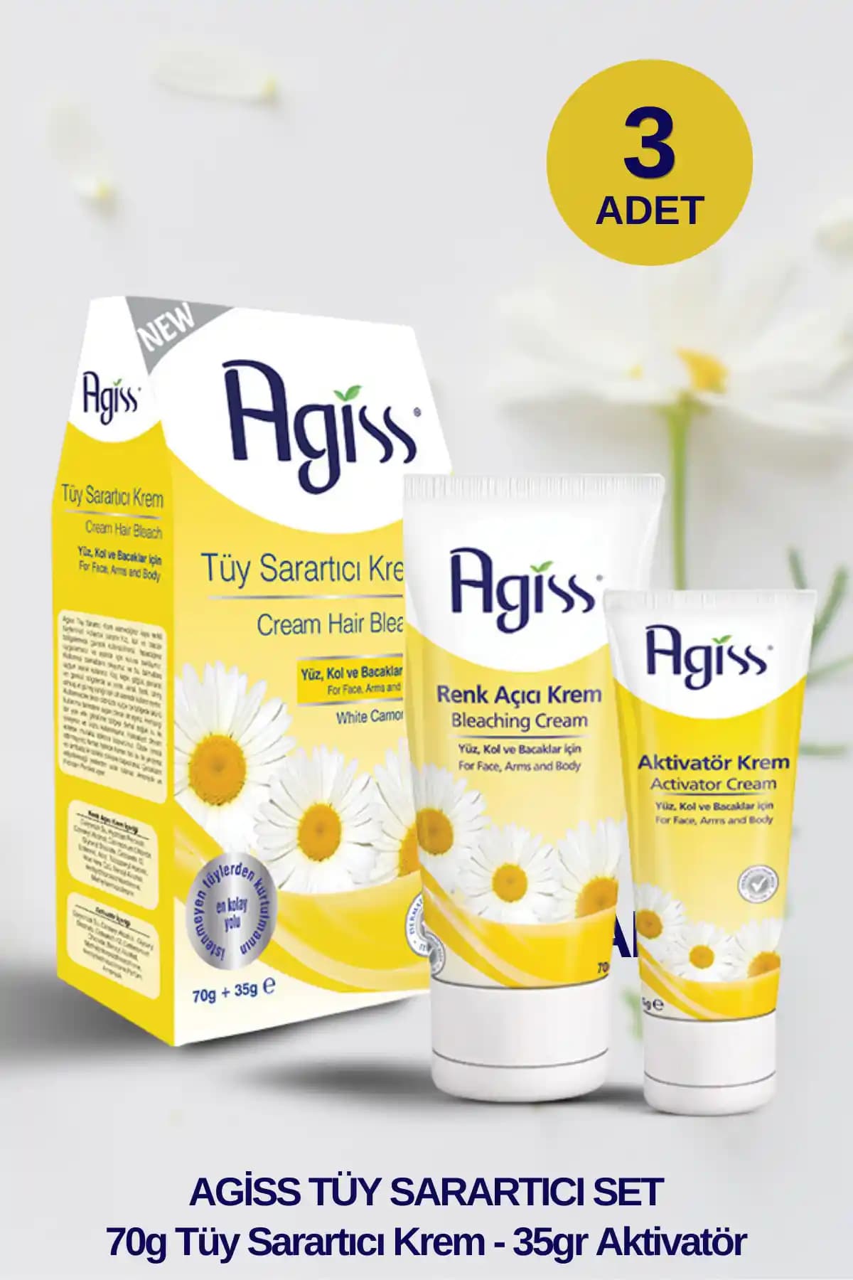 AGISS Tüy Sarartıcı Krem 70g Üçlü Paket ile Hassas Ciltler İçin Güvenilir Tüy Açıcı Çözüm