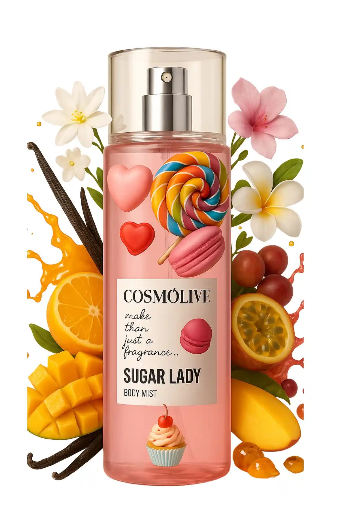 Cosmolive Body Mist Lost In Fantasy Sugar Lady Hafif ve Ferahlatıcı Kokusu ile Günlük Kullanım İçin Uygun