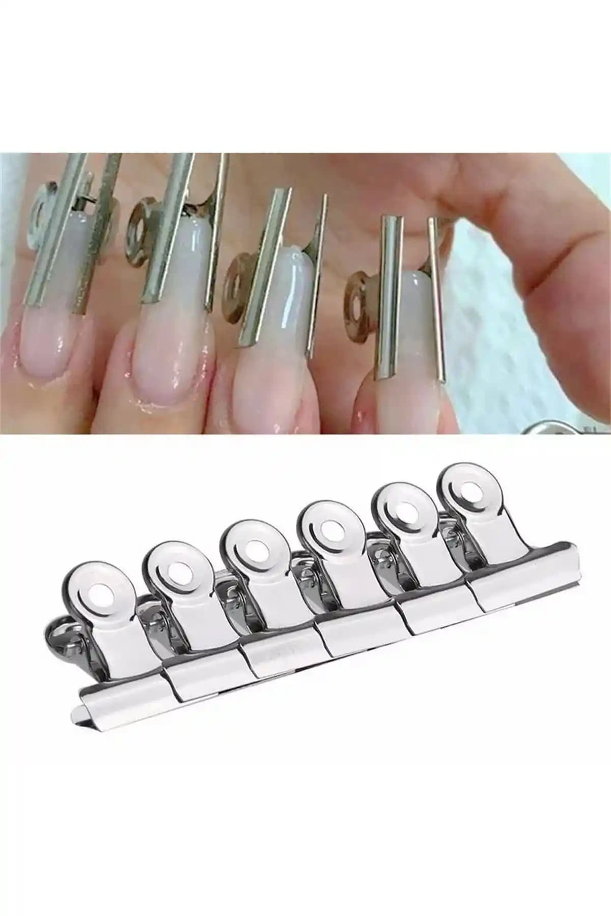 Full Beauty 6'lı Metal Tırnak Sıkıştırma Mandalları Profesyonel ve Ev Kullanımı İçin Uygun