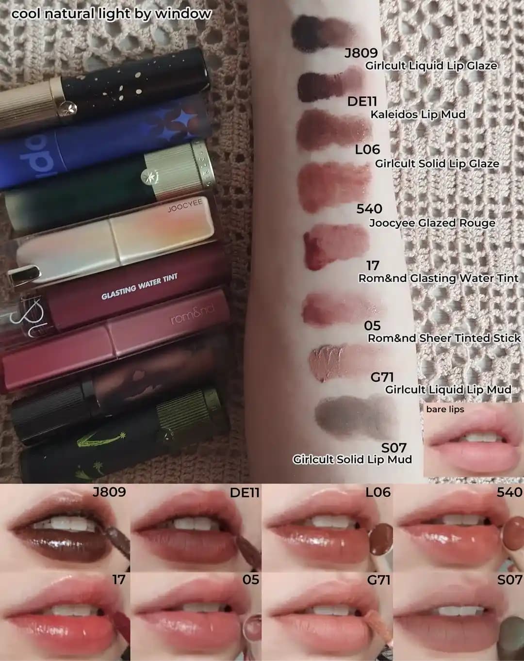 Girlcult, Rom&nd, Kaleidos ve Joocyee Kahverengi Dudak Ürünleri İncelemesi ve Karşılaştırması