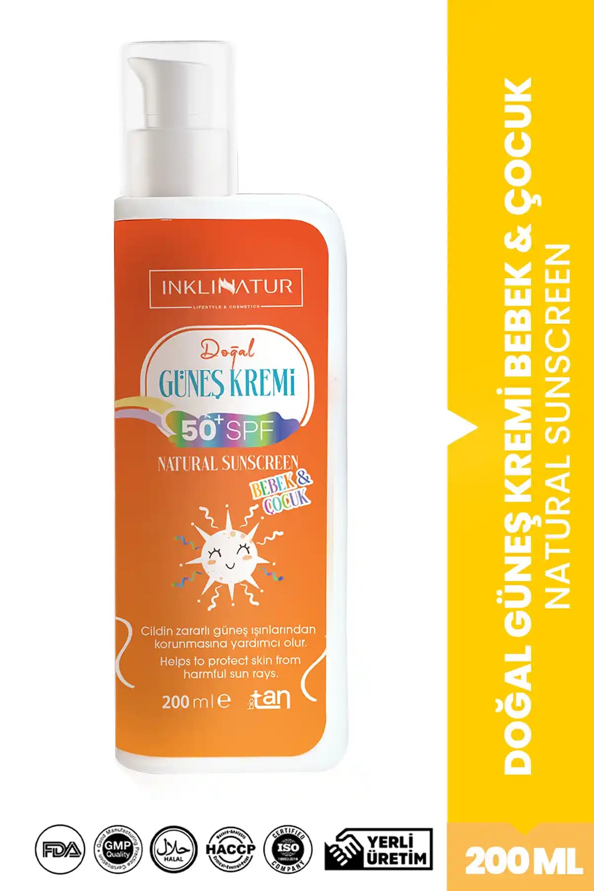 INKLINATUR Doğal Güneş Kremi SPF 50+ Hassas Ciltler İçin Güvenilir Koruma
