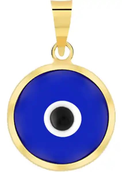 Moom Mücevherat Kadın 14 Ayar Altın Nazar Lacivert Göz Kolye Ucu