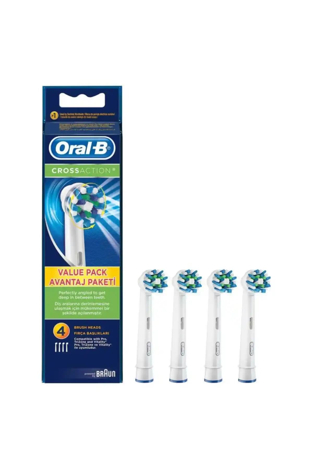 Oral-B Cross Action Elektrikli Diş Fırçası Yedek Başlıkları ile Derinlemesine Temizlik ve Yüksek Performans