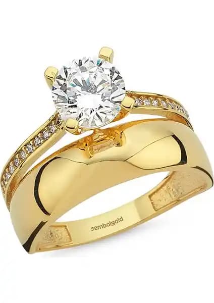 Sembol Gold Tektaş Alyans Altın Yüzük Twin 2'Si Bir Arada Classic Özellikleri ve Tasarımı