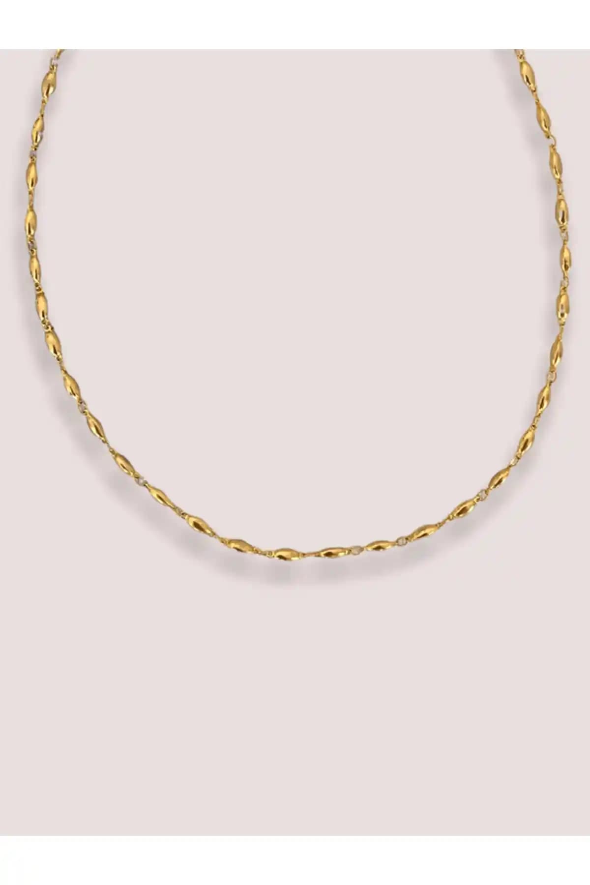 TOMERV ATELIER Vintage Elips Altın Kolye Doğal Taş ve Modern Tasarım Özellikleri