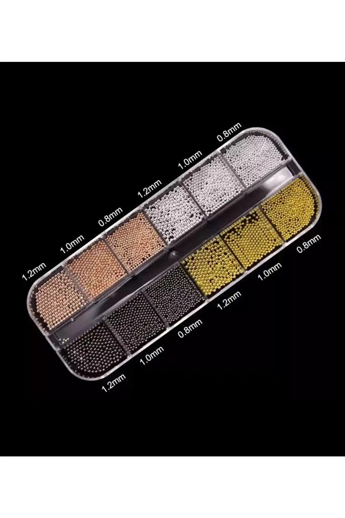 Venalisa 12'li Renkli Havyar Tırnak Taş Süsleme Boncukları Nail Art Seti