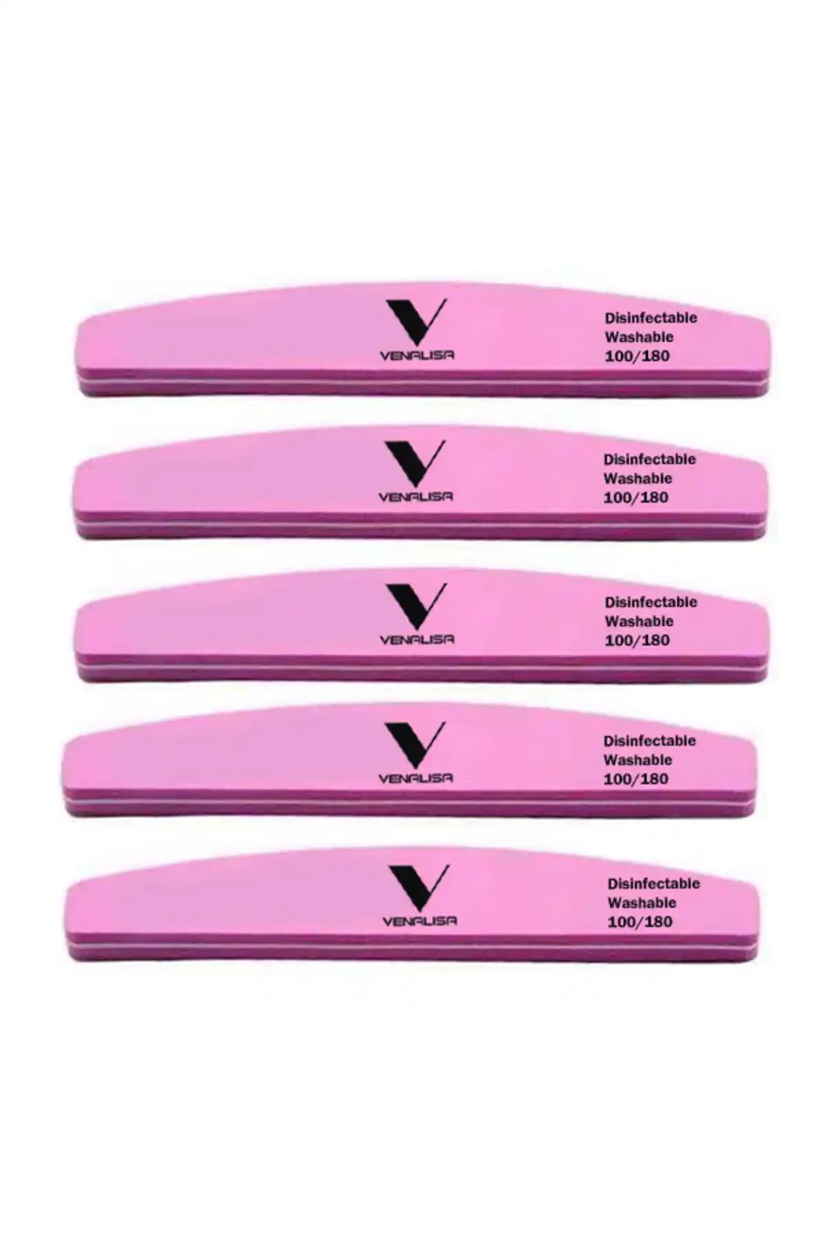 Venalisa Pembe 5'li 100/180 Tırnak Buffer Seti Profesyonel ve Kişisel Bakım İçin Uygun