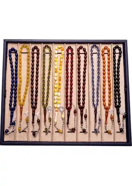 Ziqr 10 Adet Hediyelik Arpa Model Tesbih Seti Doğal Kehribar ve Geleneksel Tasarım