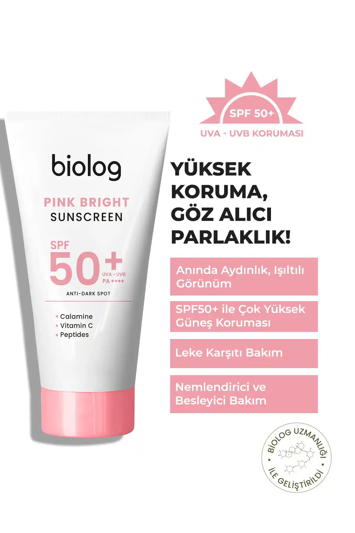 Biolog Pink Bright Yüksek Korumalı Pembe Güneş Kremi: Cilt Koruma ve Parlaklık Sağlayan Etkili Formül