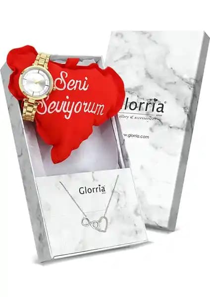 Glorria Gümiş Sonsuzluk Kolye ve Saat Hediye Seti Zarif ve Anlamlı Tasarım