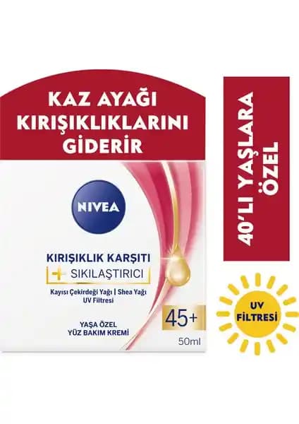 Nivea 45+ Yaşlar İçin Yoğun Bakım Kremi Cilt Yenileme ve Güneş Koruma Özellikleriyle