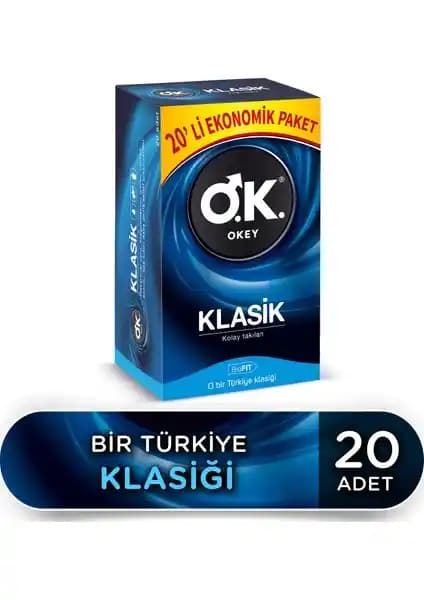 Okey Klasik Vanilya Aromalı Kayganlaştırıcı Prezervatif 20'li Güvenli ve Konforlu Kullanım