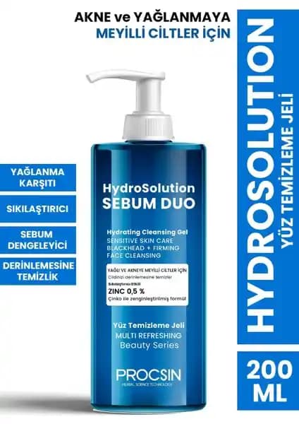 Procsin Hydrosolution Yüz Temizleme Jeli: Yağlı ve Karma Ciltler İçin Etkili Temizlik Çözümü