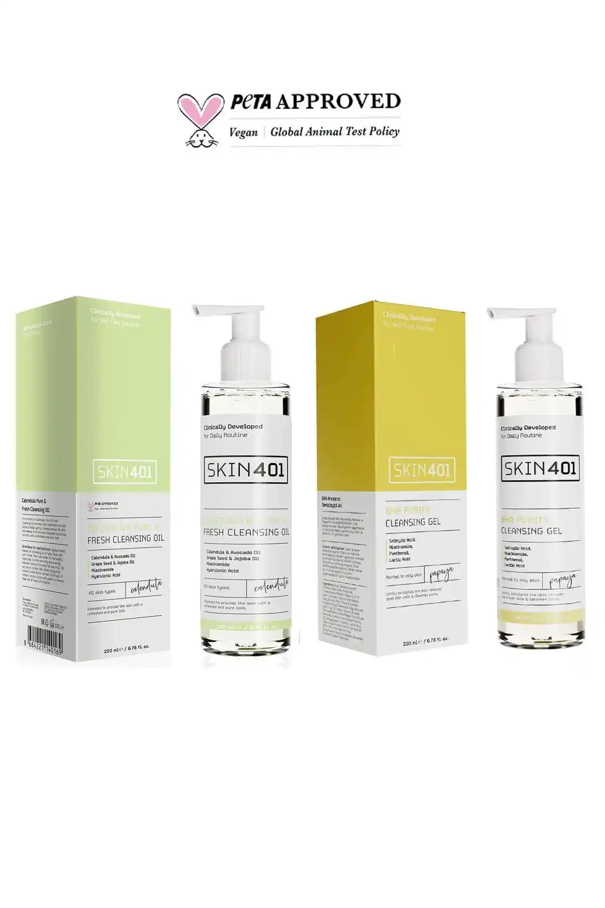 Skin401 Çift Aşamalı Yüz Temizleme Rutini Karma ve Yağlı Ciltler İçin Etkili Çözüm