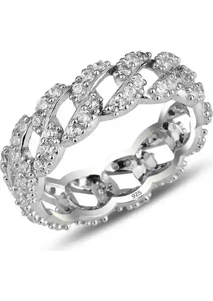 Söğütlü Silver Tasarımı 925 Ayar Gümüş Zirkon Taşlı Rodyum Kaplı Yüzük