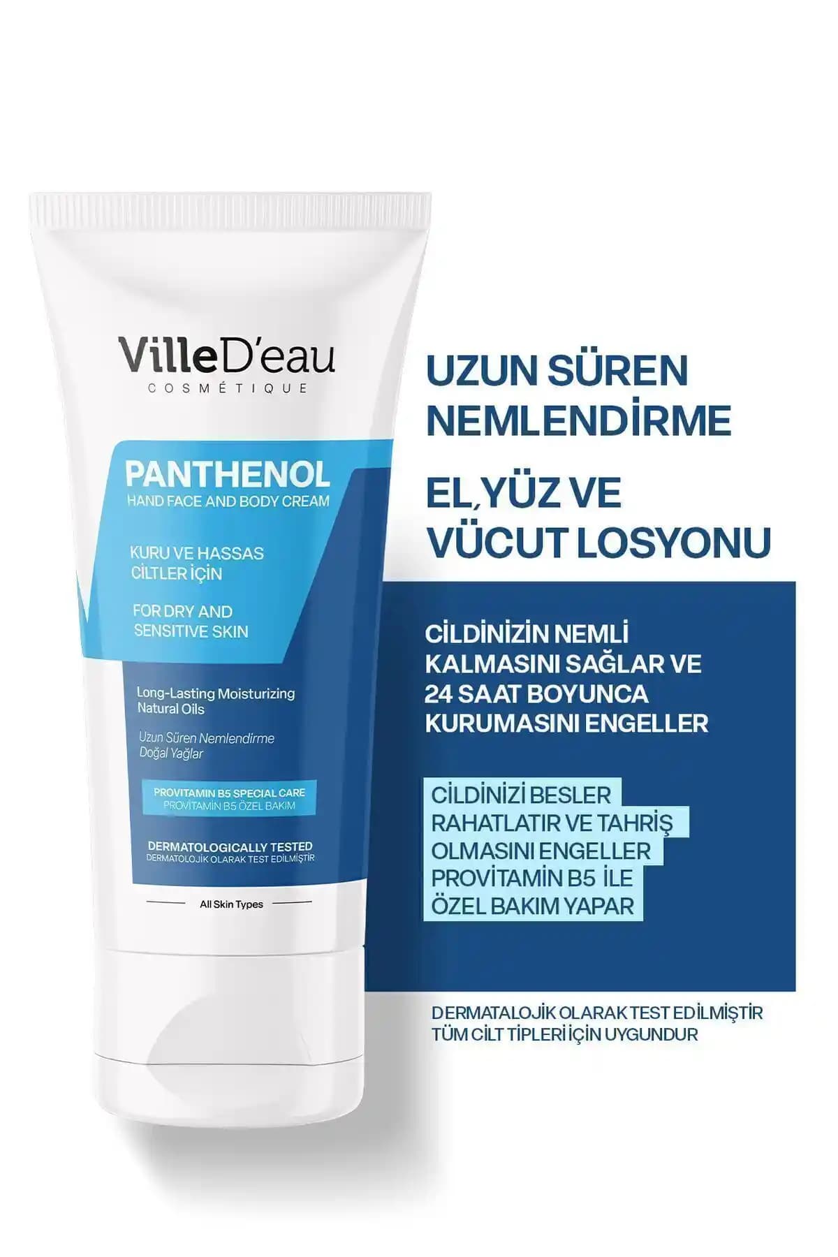 VilleD'eau Pantenol El Yüz Vücut Nemlendirici Krem Doğal İçeriklerle Derin Nemlendirme