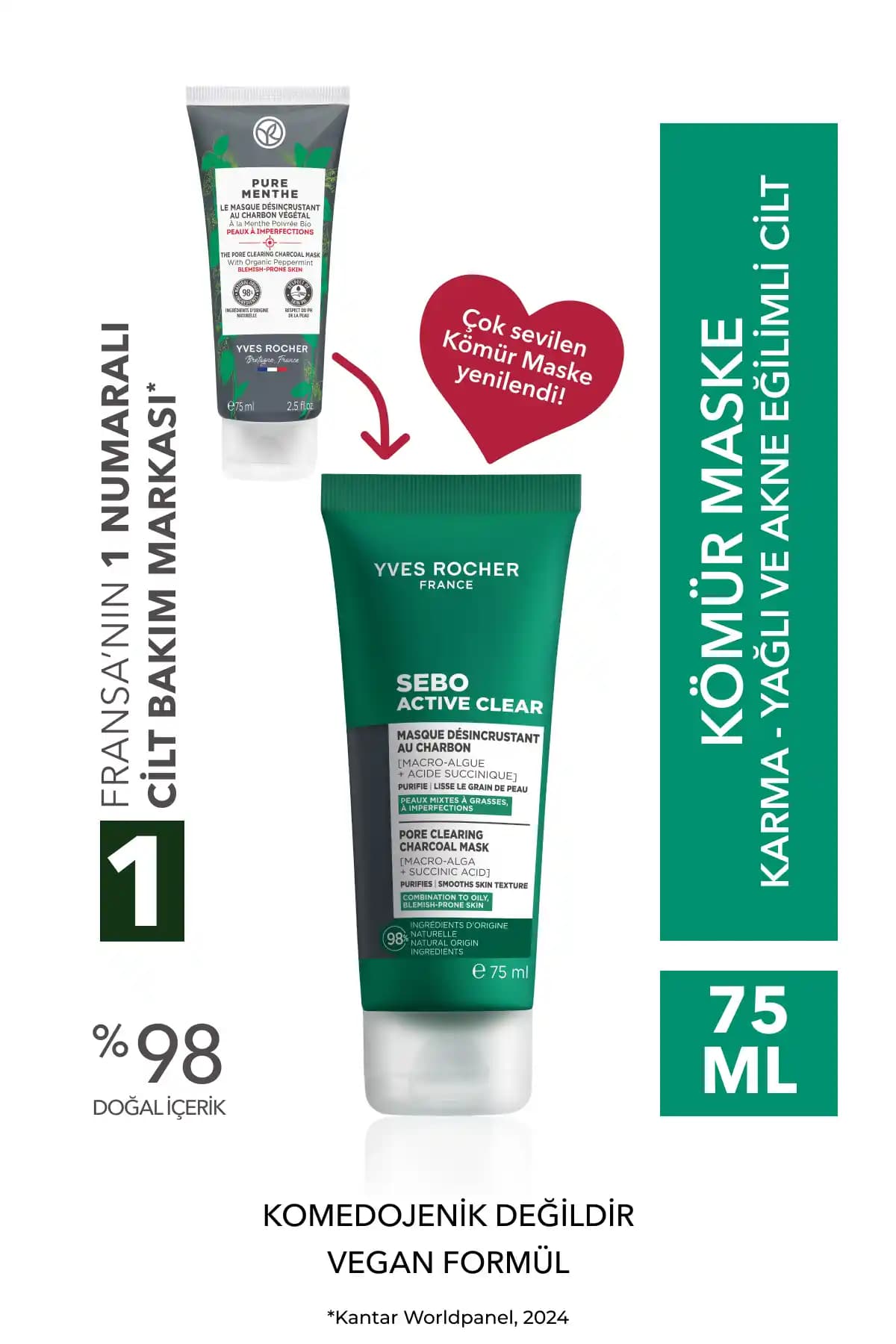 Yves Rocher Siyah Nokta Karşıtı Kömür Maskesi: Gözenekleri Sıkılaştıran ve Temizleyen Formül