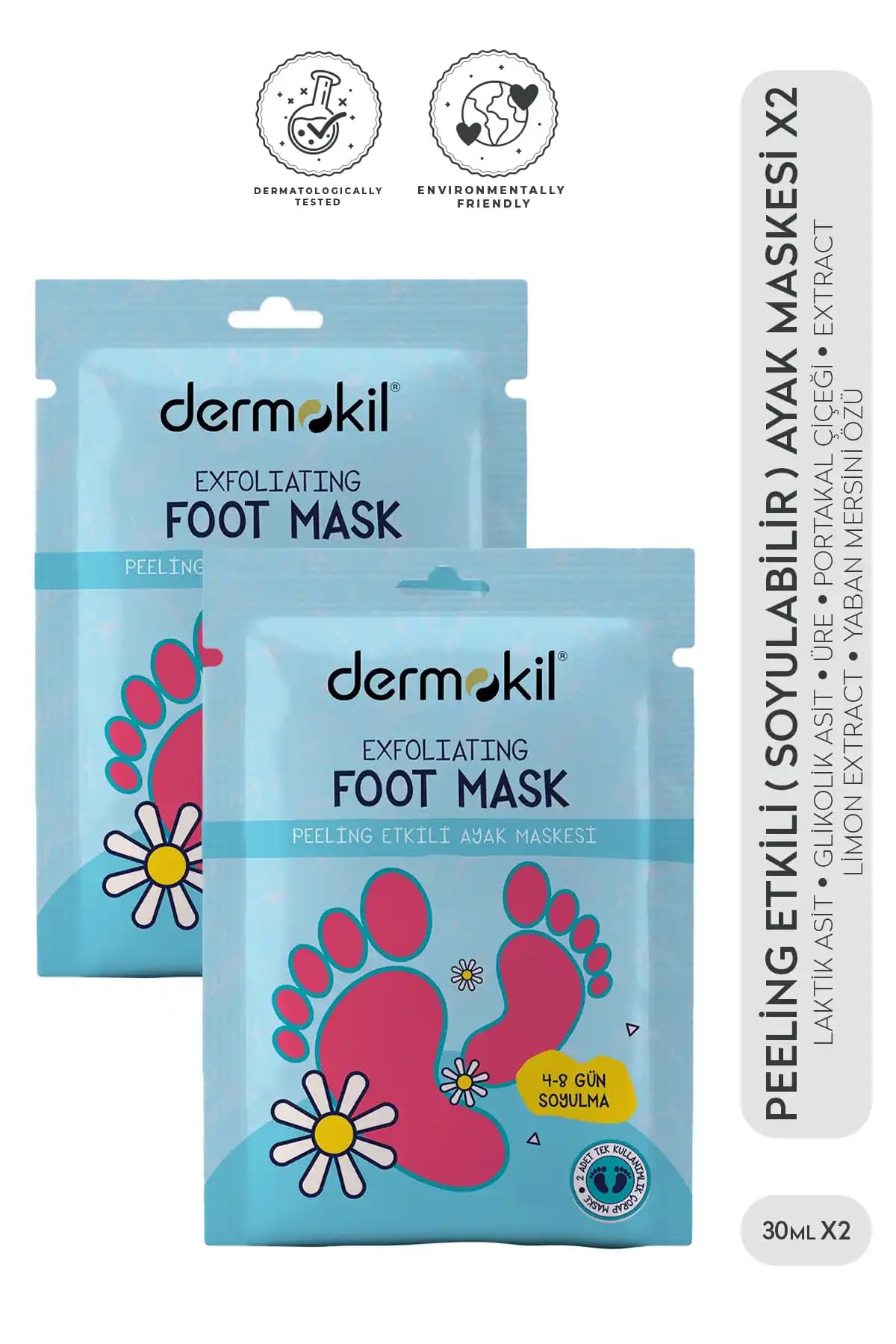 Dermokil Peeling Etkili Ayak Maskesi Kuru ve Sert Ayaklar İçin Derinlemesine Bakım