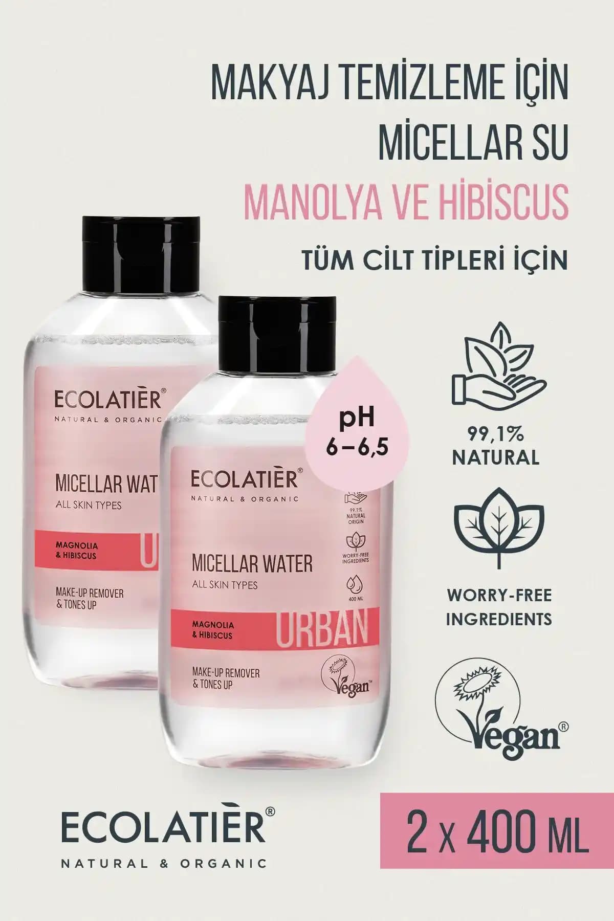 ECOLATIER Makyaj Temizleme Micellar Suyu Doğal ve Güvenli Cilt Temizleme Çözümü