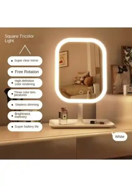Flash Bazaar LED Işıklı USB Şarjlı Dikdörtgen Masa Üstü Makyaj Aynası İnceleme ve Kullanıcı Yorumları