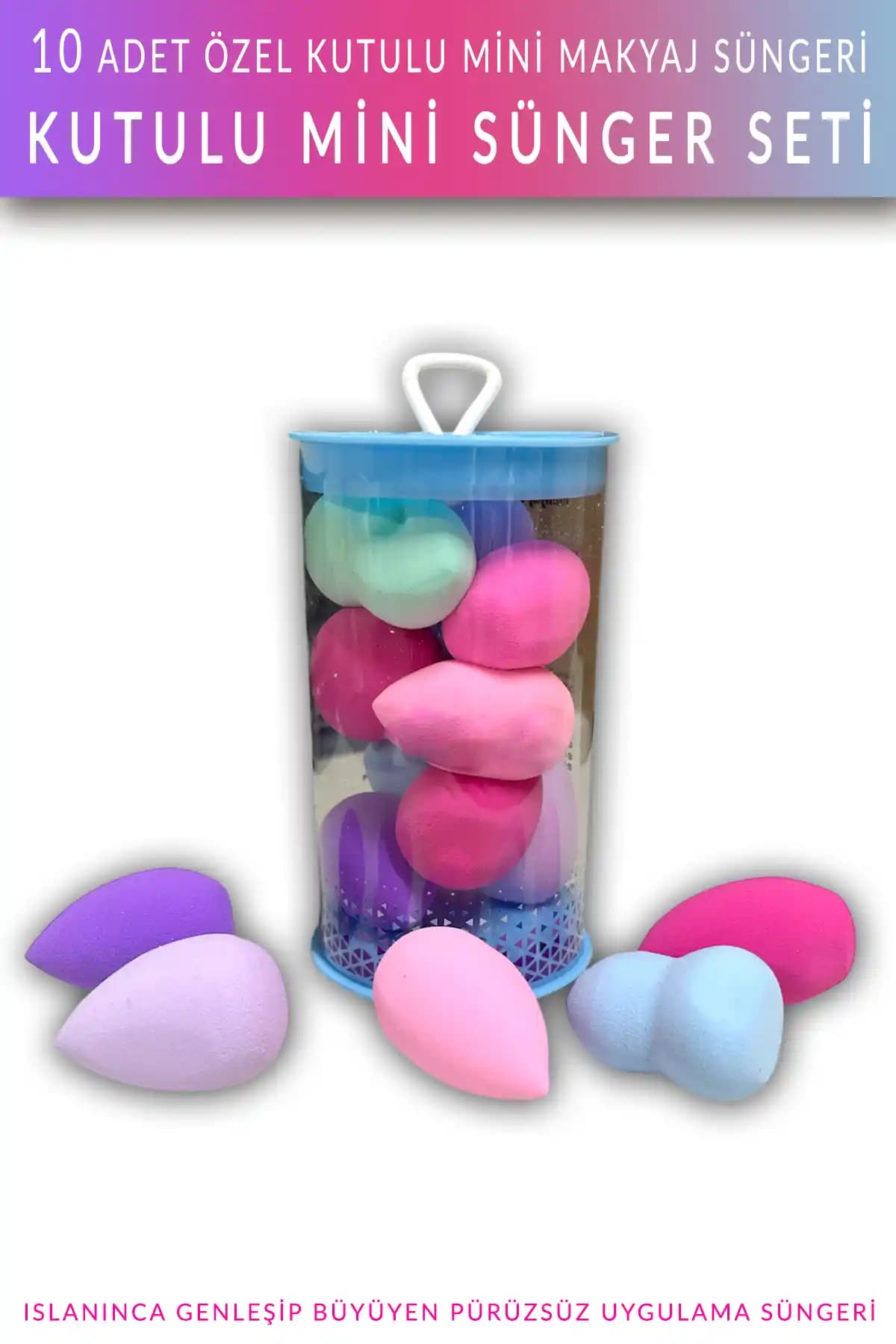 Muggio 10'lu Mini Makyaj Sünger Seti Profesyonel ve Günlük Kullanım İçin Uygun