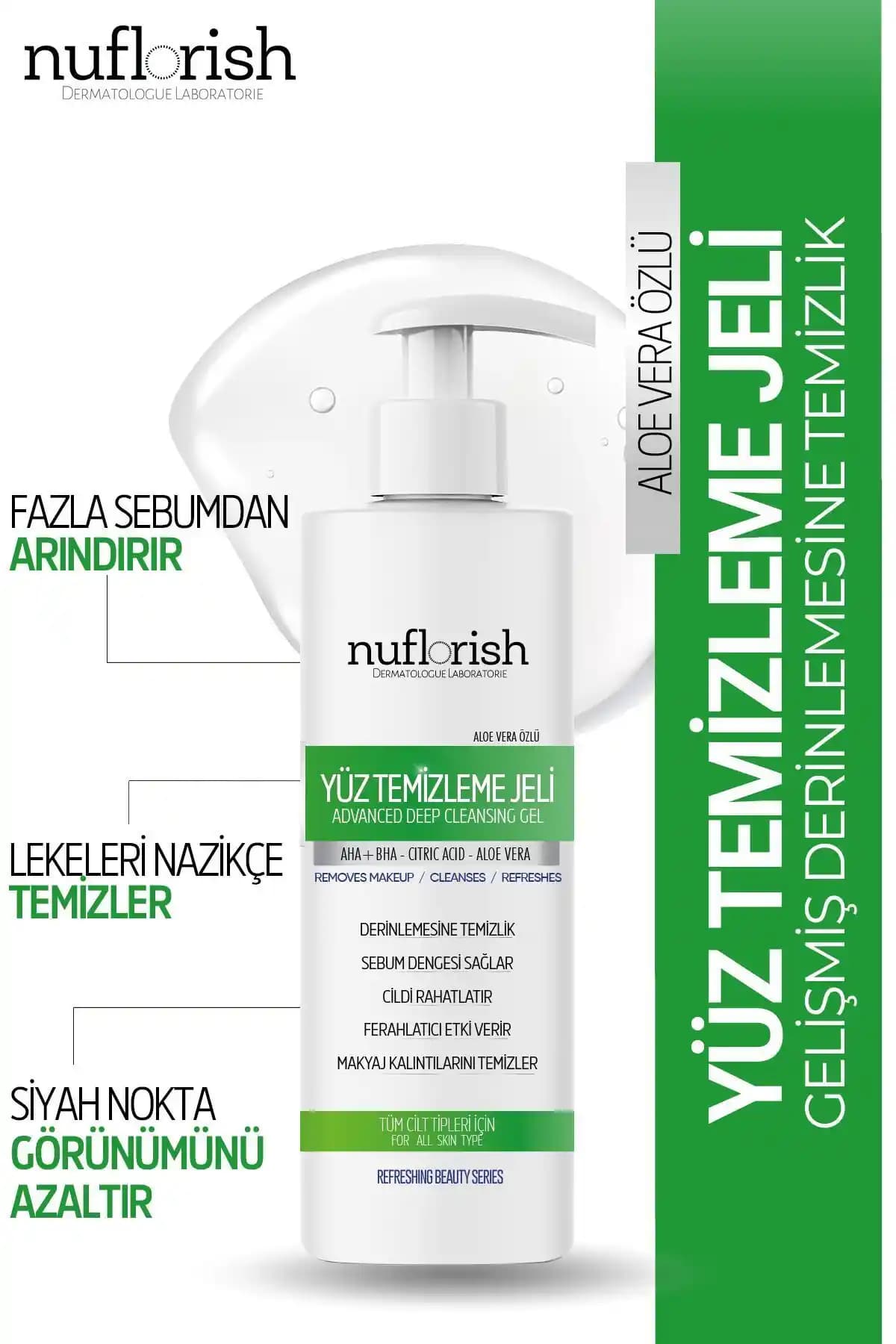 Nuflorish Aloe Vera Özlü Yüz Temizleme Jeli: Doğal ve Etkili Cilt Temizliği Çözümü