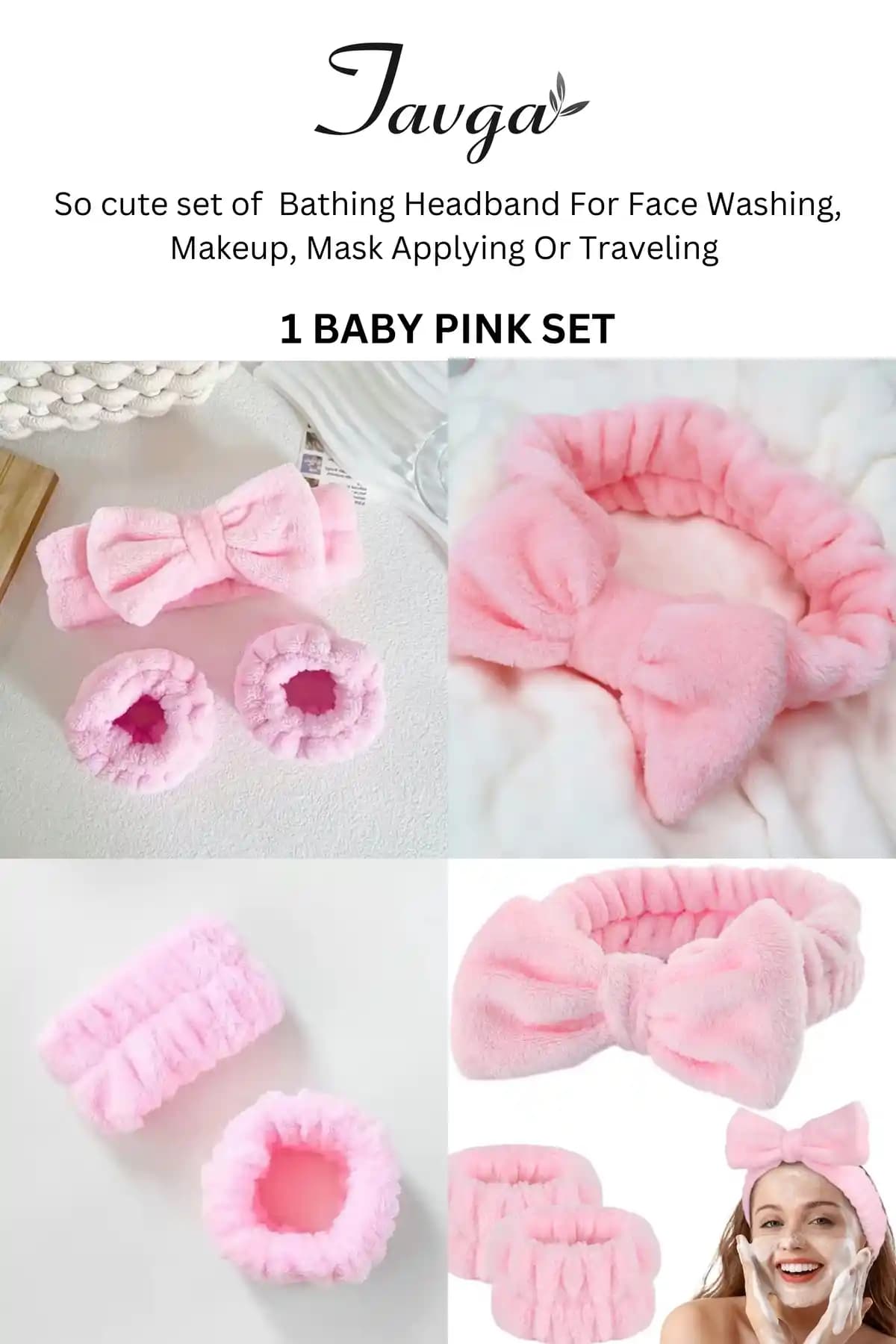 TAVGA 3'lü Pamuk Travel Saç ve Bilek Bandı Seti Pratik ve Estetik Kullanım İçin Uygun