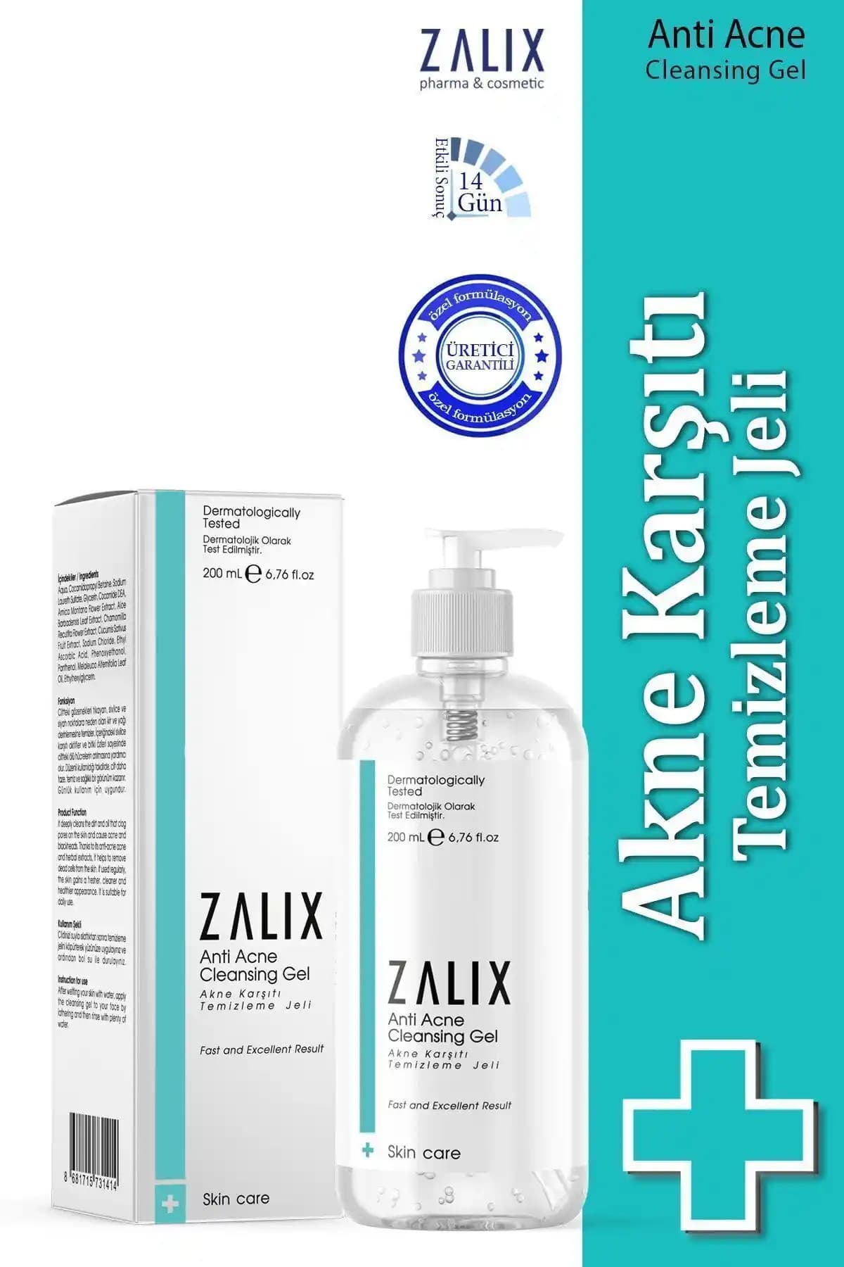 ZALİX Sebum Dengeleyici Akne ve Siyah Nokta Karşıtı Yüz Yıkama Jeli Ürün Özellikleri ve Kullanım Tavsiyeleri