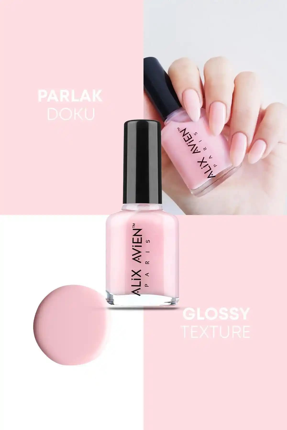 Alix Avien Açık Pembe Oje ile Flormar Vegan Parlak Bitişli Oje Karşılaştırması