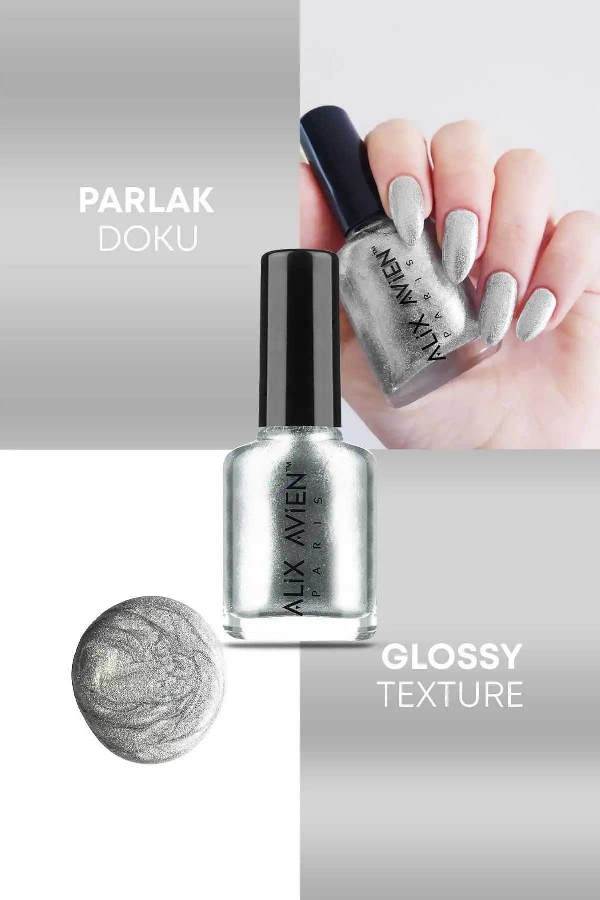 Alix Avien Metalik Gri ve Flormar Maxi Brush Pearly Pl436 Oje Karşılaştırması 1