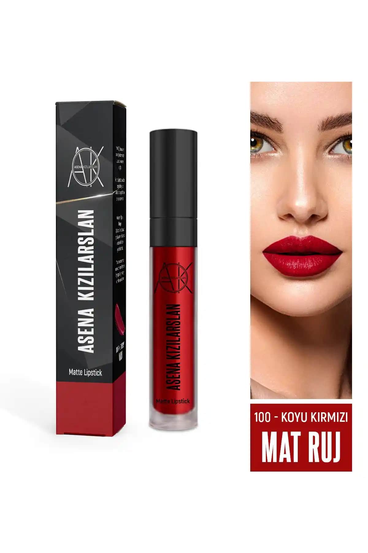 Asena Kızılarslan Mat Ruj Dark Red 100: Yüksek Pigmentli ve Uzun Süre Dayanıklı Kırmızı Ruj