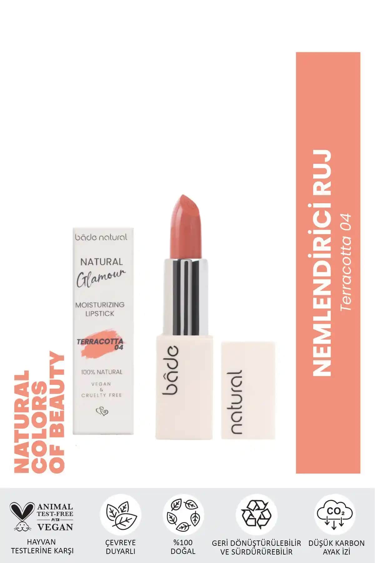 Bade Natural Nemlendirici Ruj Terracotta 04: Doğal Güzelliğin ve Yoğun Nemlendirmenin İmkanı