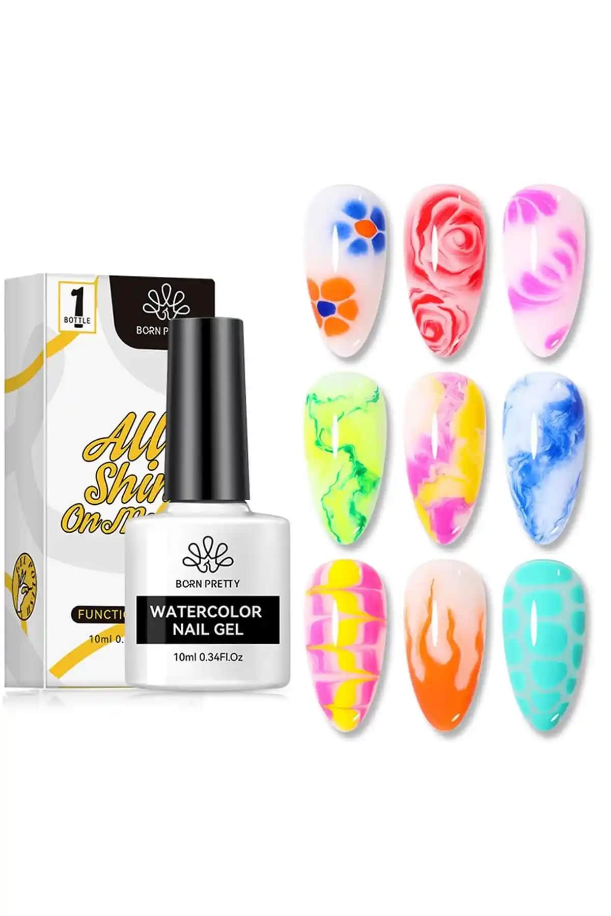 Born Pretty Şeffaf Watercolor Tırnak Jeli ile Yaratıcı ve Kalıcı Tırnak Tasarımları