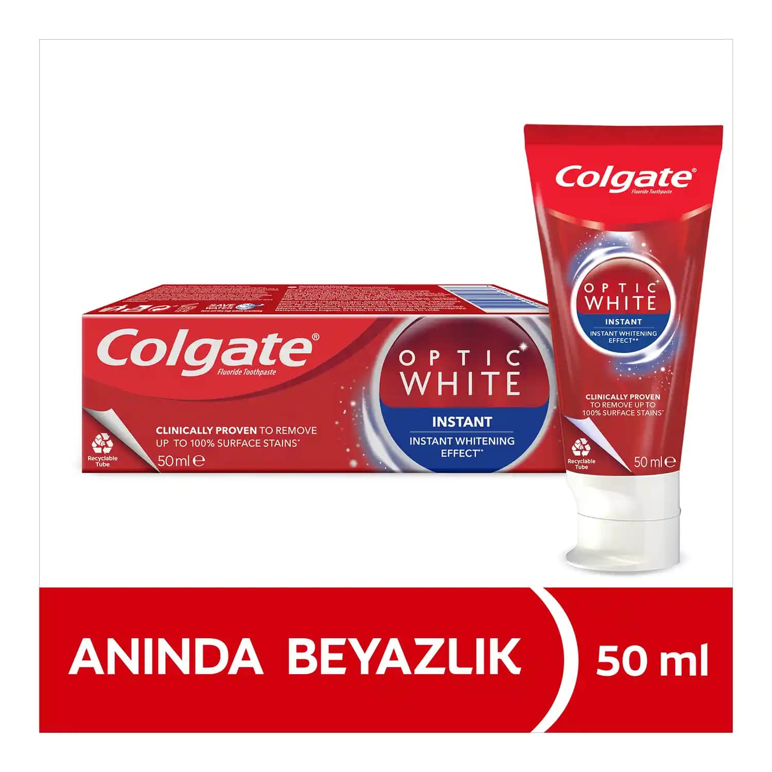Colgate Optic White 50 ml ile doğal ve parlak dişler için etkili beyazlatma çözümü